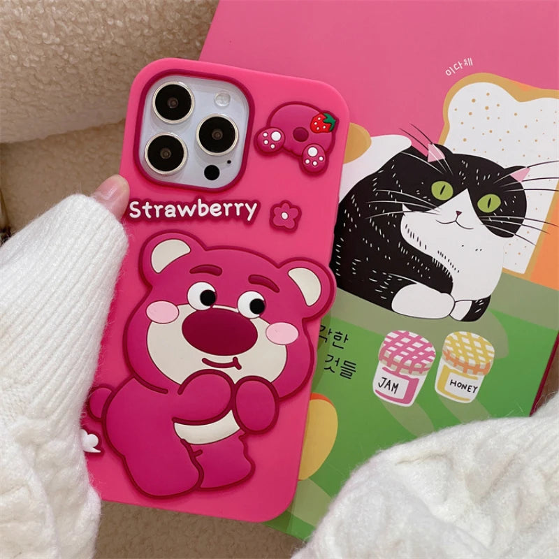 Cute Cartoon Strawberr Bear Phone Case For iPhone