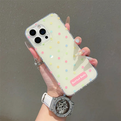 Fashion Colorful Polka Dot Phone Case With Wrist Stra For iPhone