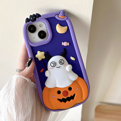 Halloween Pumpkin Ghost Soft Silicone Case Cover For iPhone