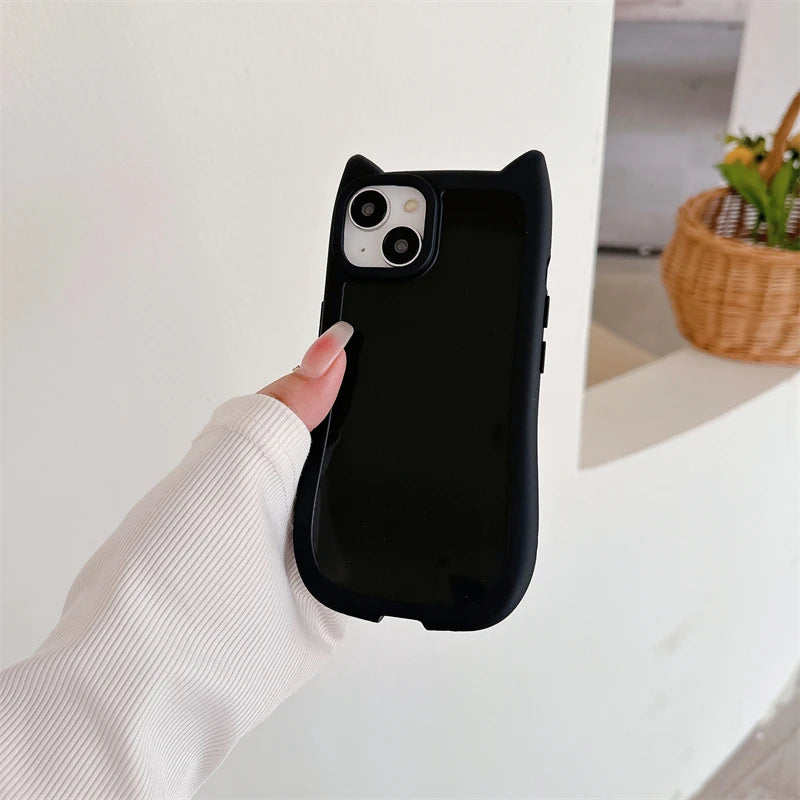 Cute 3D Kitten Cats Ear Solid Color Phone Case