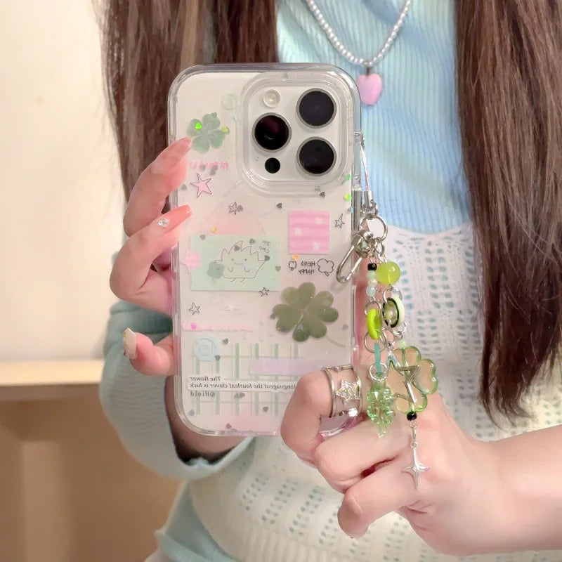 Four-Leaf Clover Pattern IMD Phone Case For IPhone