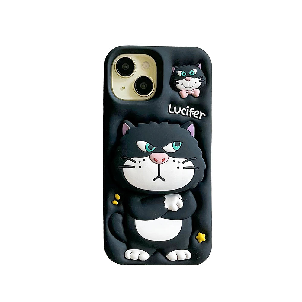 Cute 3D Cartoon Lucifer Cat Phone Case