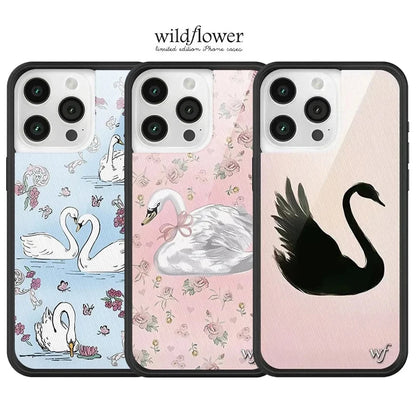 Wildflower 3D Black Swan Phone Case For iPhone