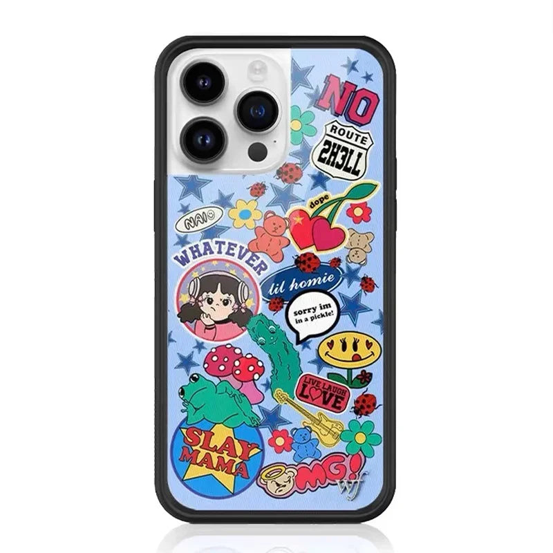 Fashion Wildflower Cartoon Swans Phone Case For iPhone