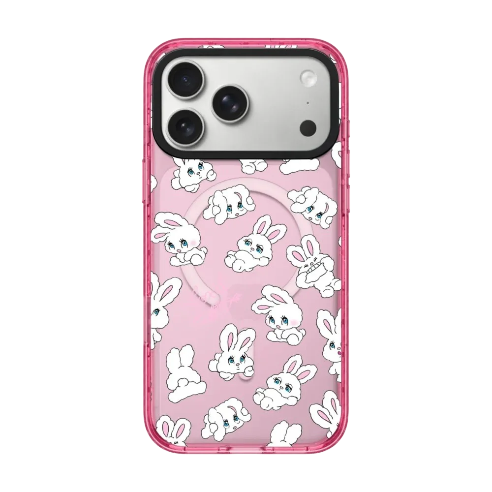 Rabbit Cherry Strawberry iPhone Case With Pink Border
