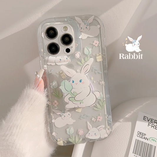 Cute Flower Bunny Print Phone Case For iPhone