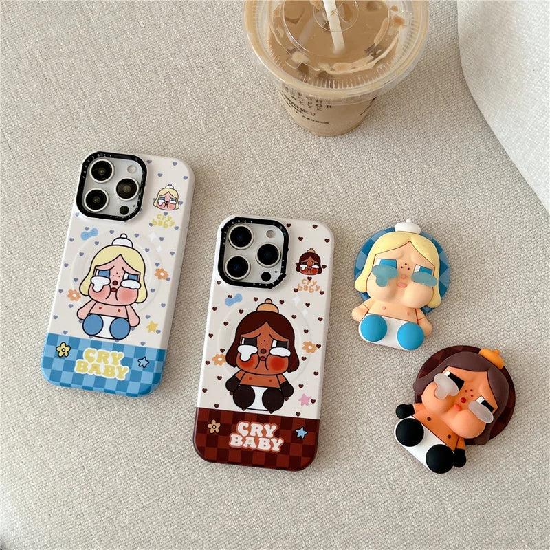 Korean Cute Plaid Pattern Girl Magnetic Phone Case For iPhone