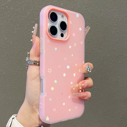 Cute Pastel Color Colorful Star Pattern Phone Case For iPhone