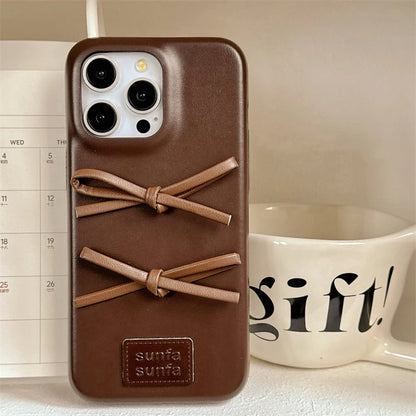 Retro Fashion Lovely Bowknot Leather Phone Case