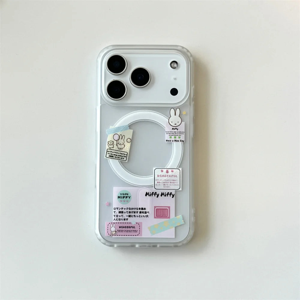 Korean Cute Rabbit MagSafe Card Holder iPhone Case