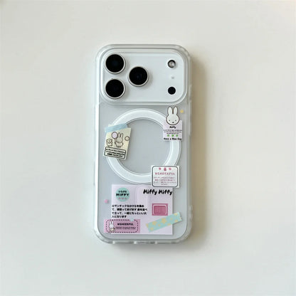 Korean Cute Rabbit MagSafe Card Holder iPhone Case