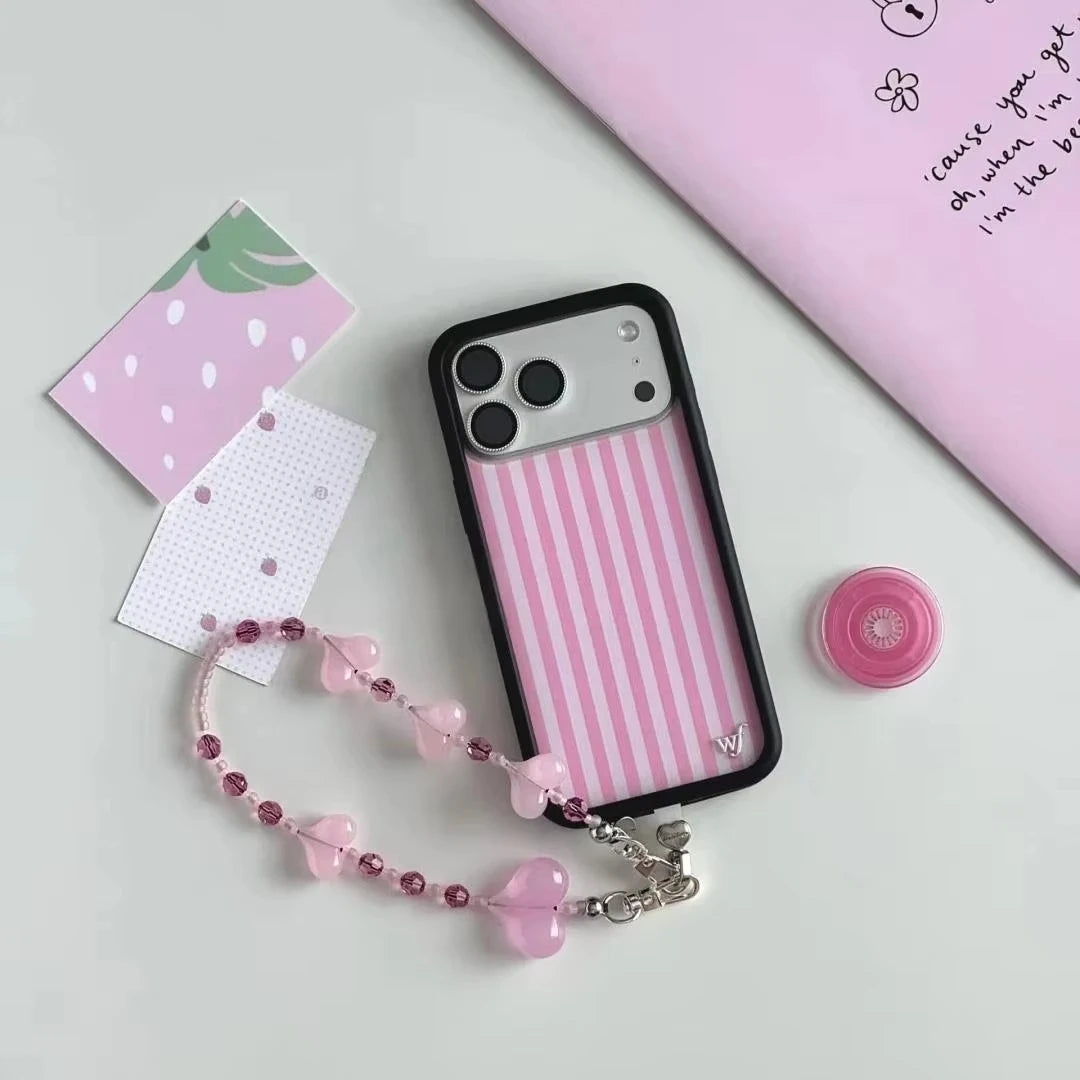 Wildflower Blue Pink White Stripes Phone Case For iPhone