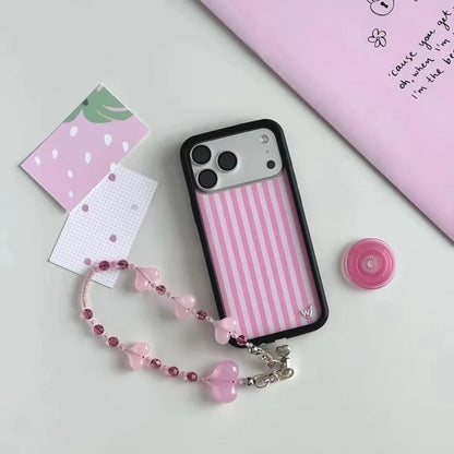 Wildflower Blue Pink White Stripes Phone Case For iPhone