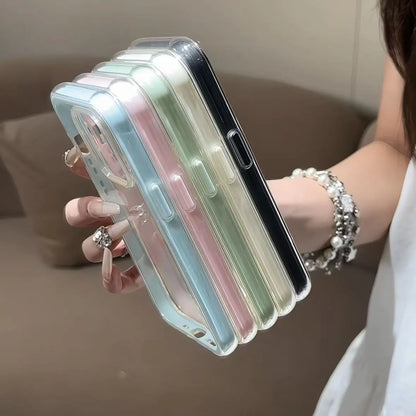 Luxury Candy Color Frame Clear Back Phone Case For iPhone
