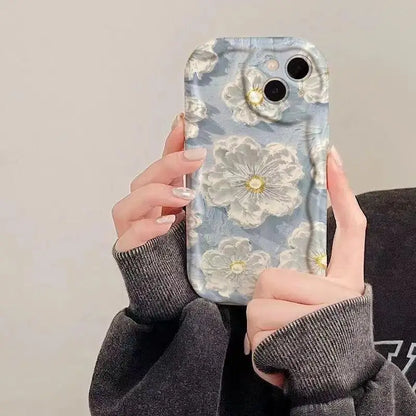 Retro Oil Painting Daisy Flowers Phone Case For iPhone