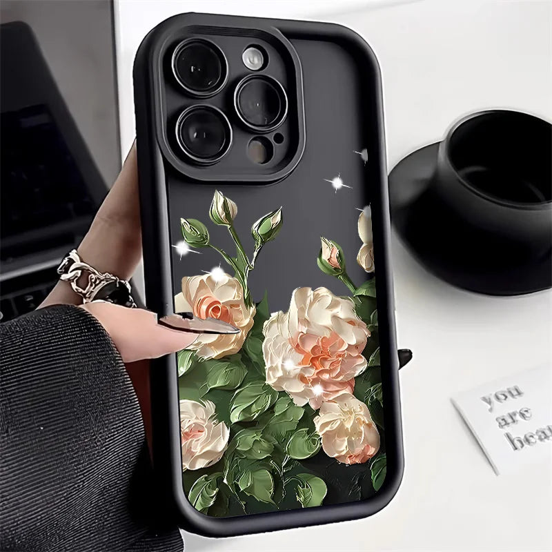 Matte Silicone Flower Phone Case For iPhone
