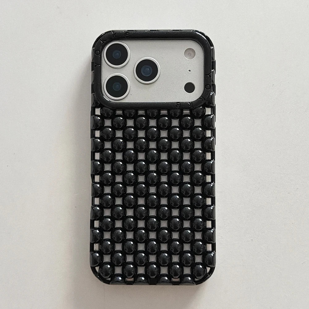 Electroplated Orange Pearl Pattern Phone Case For iPhone Soft Shockproof Silicone Cover Girls