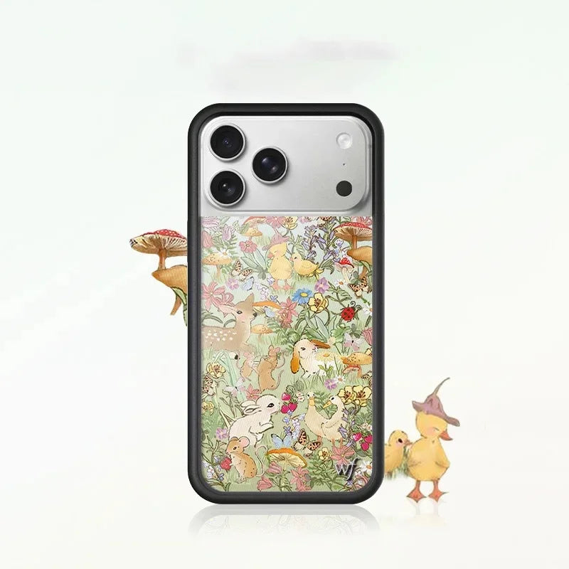 Wildflower 3D Cartoon Rabbit Beds Flower Phone Case For iPhone