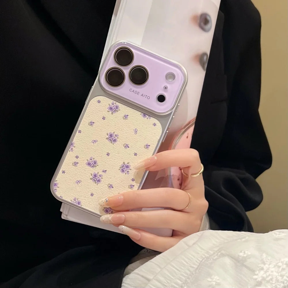 Luxury Ins Flower Large Window Phone Case For iPhone Camera Film Protector Shockproof Ultra Slim Cover