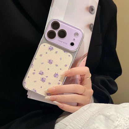 Luxury Ins Flower Large Window Phone Case For iPhone Camera Film Protector Shockproof Ultra Slim Cover