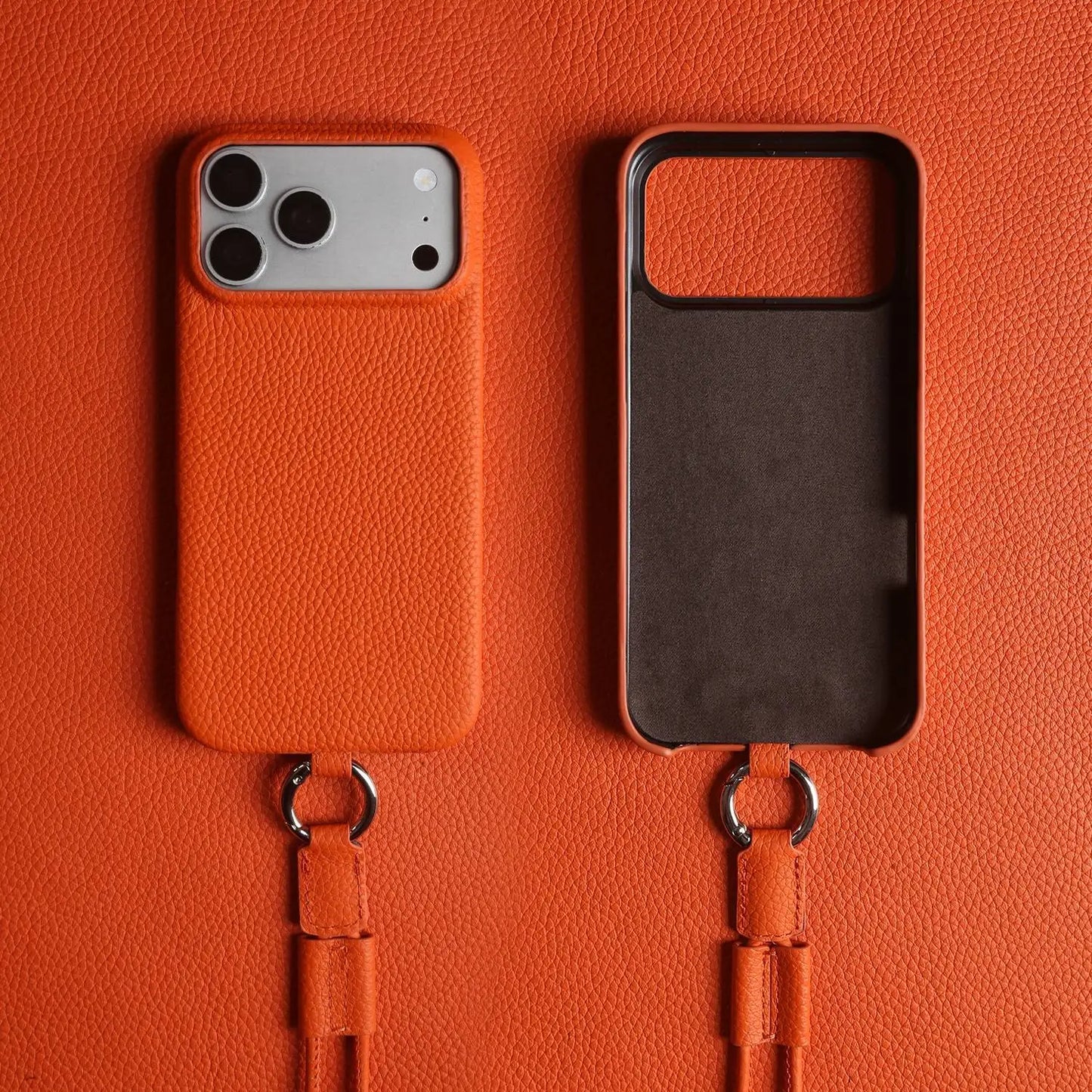 With Lanyard Genuine Leather Case For iPhone