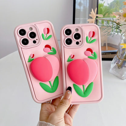 Cartoon Flower Tulip Soft Silicone Mobile Phone Case