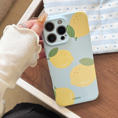 Summer Blue Refreshing Fruit Lemon Pattern Shock Proof Phone Cover Case For iPhone