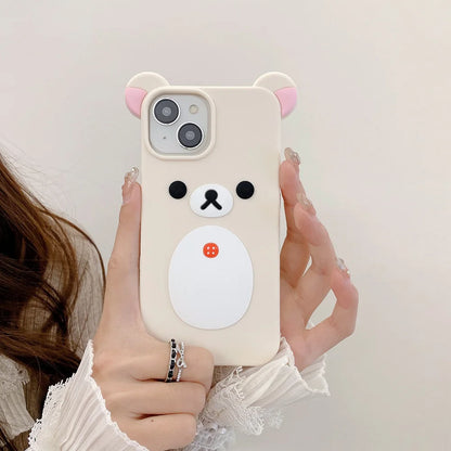 Fashion Cute 3D Cartoon Rilakkuma Bear Soft Silicone Phone Case Back Cover For iPhone