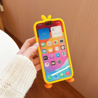 Cute Cartoon Yellow Duck Soft Silicone Case Cover For iPhone