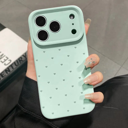 Cute Love Heart Candy Color Matte Soft Silicone iPhone Case