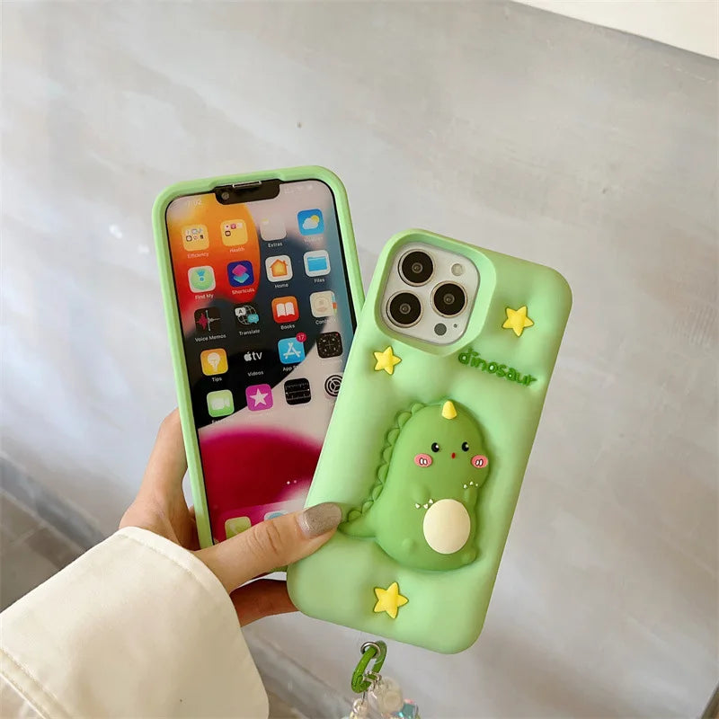 Kawaii Cartoon Dinosaur Silicone Phone Case For iPhone