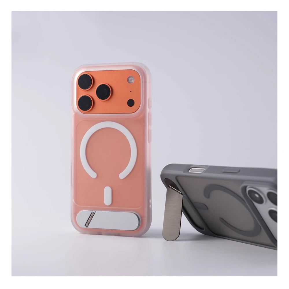 Matte Translucent MagSafe iPhone Case, Metal Holder Bumper