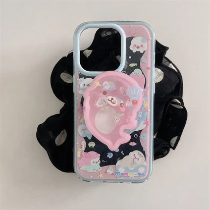 Cute Dolphin Shaking Bracket Magnetic Phone Case For iPhone