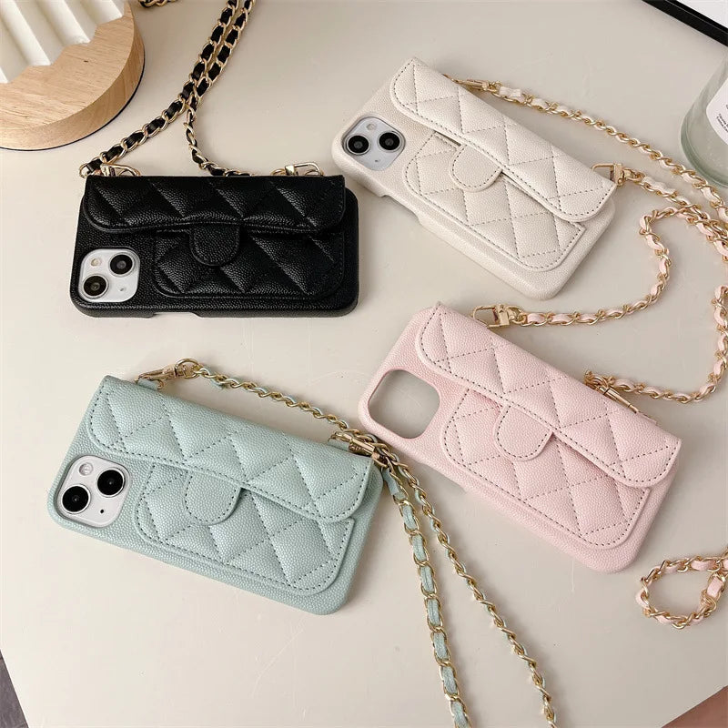 PU Leather Crossbody Lanyard Wallet With Card Holder Phone Case For iPhone Shockproof Cover