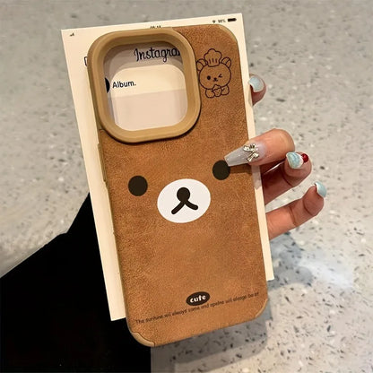 Bear Expression Faux Fur iPhone Case