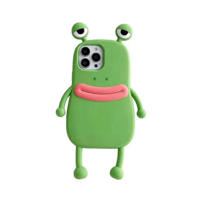 Funny Soft Silicone 3D Frog Phone Case For iPhone