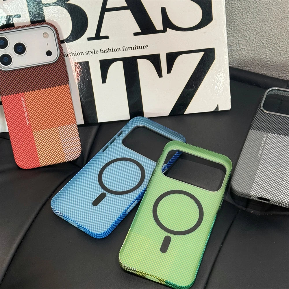 Thin Carbon Fiber Clash Colorful Hard PC Case For iPhone
