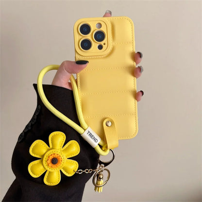 Fashion Down Jacket Lanyard Phone Case For iPhone Plus Wrist Strap Soft Cover