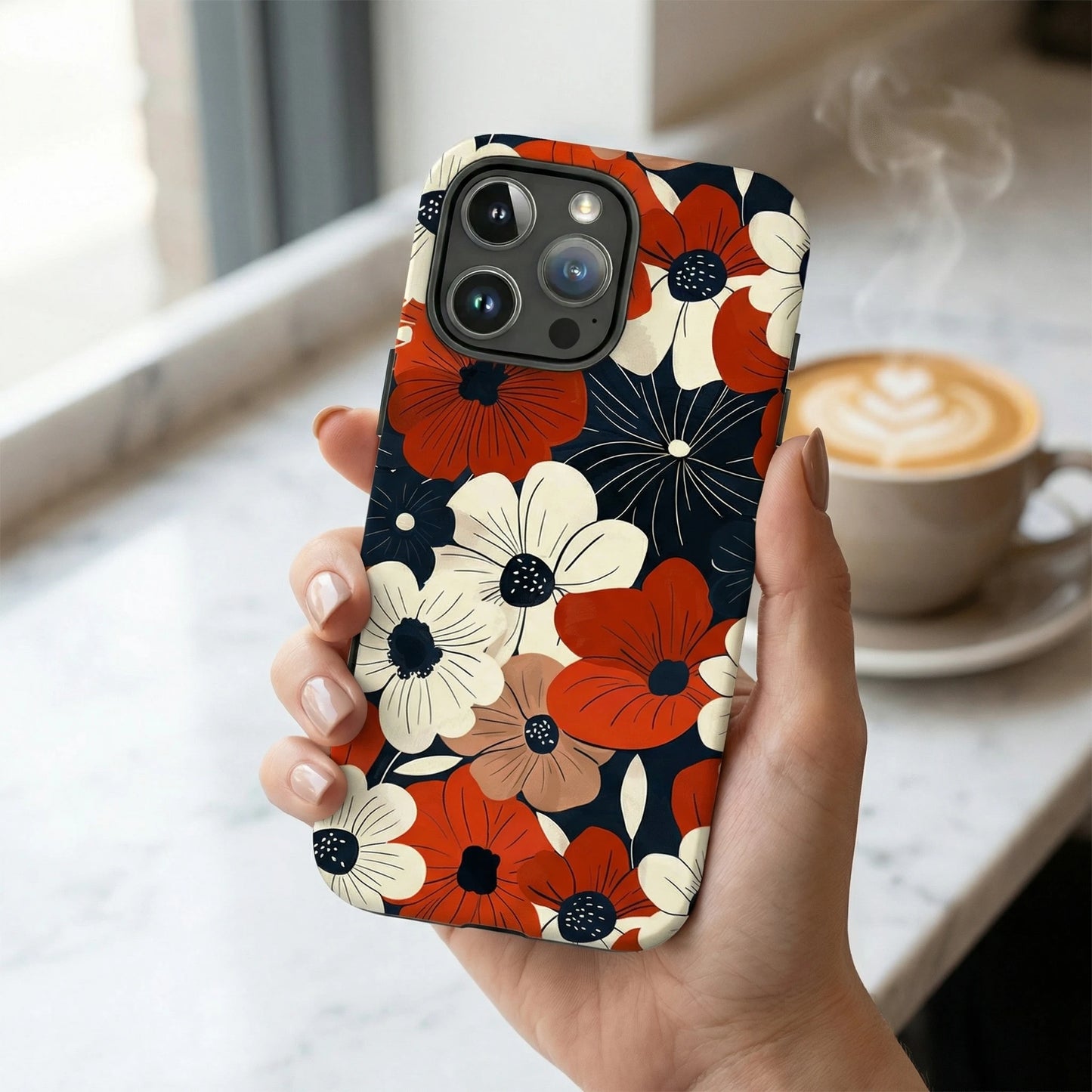 Flower For Magsafe Wireless Charge Phone Case For iPhone Double Layer Cover