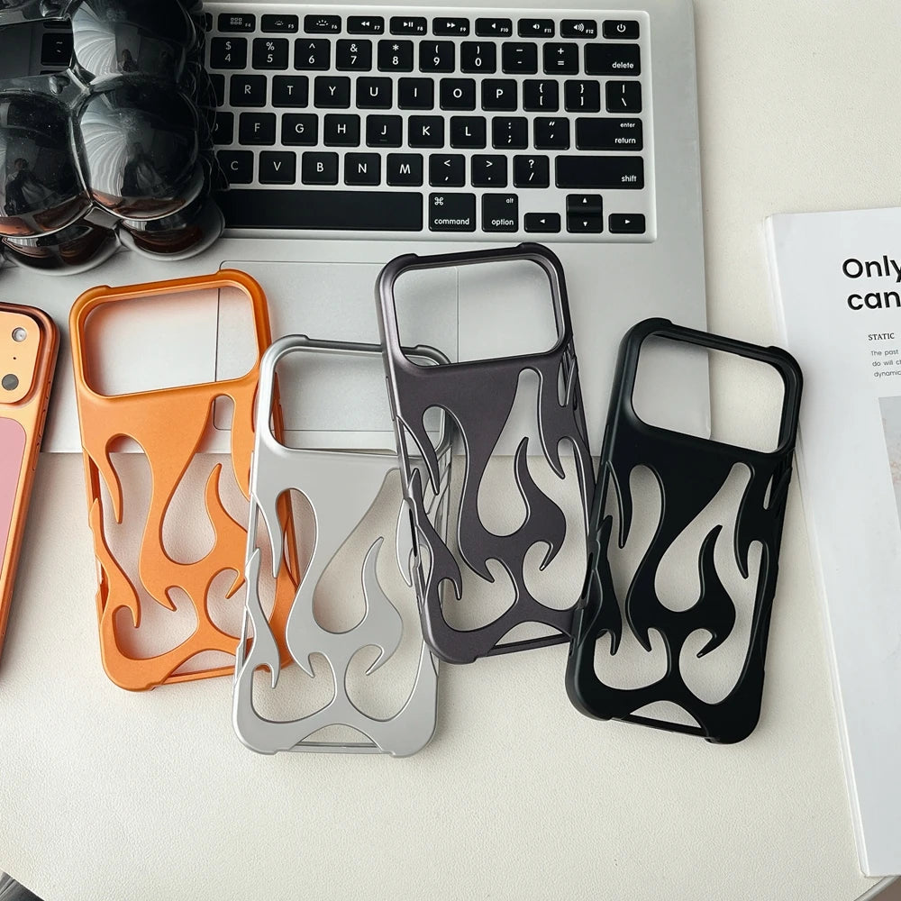 3D Flame Pattern Hollow Phone Case For iPhone Slim Shockproof Back Cover Fashion Soft TPU