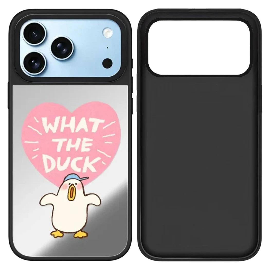 Cute Lazy Duck Mirror Surface Magnetic Phone Case Cover For iPhone