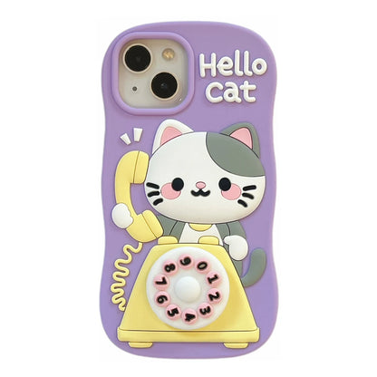 3D Cute Cat Cartoon Silicone Funny Phone Case