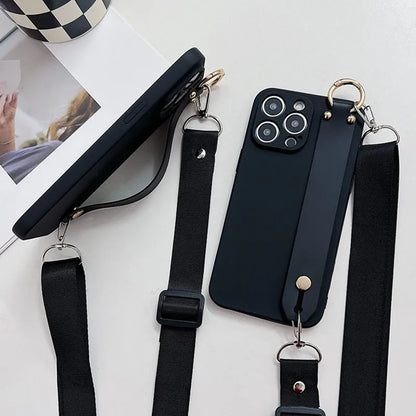 Candy Color Wrist Strap Holder Lanyard Case For iPhone