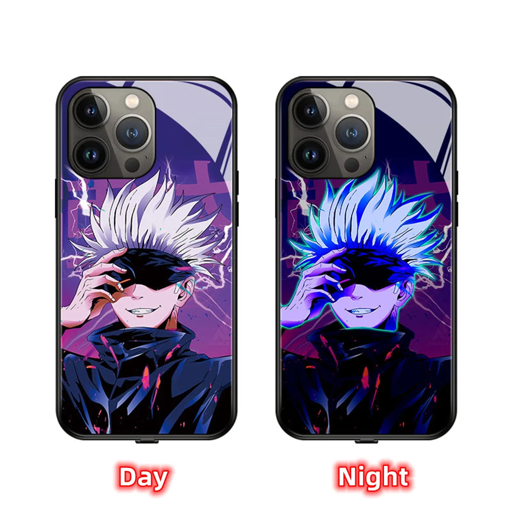 2026 Top Cool Anime Design LED Light Up Glass Phone Case
