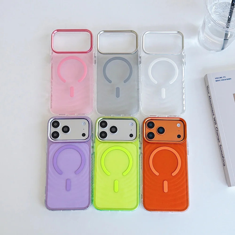 Rippling Water Transparent Magnetic Phone Case For iPhone For Magsafe Clear Shockproof Cover