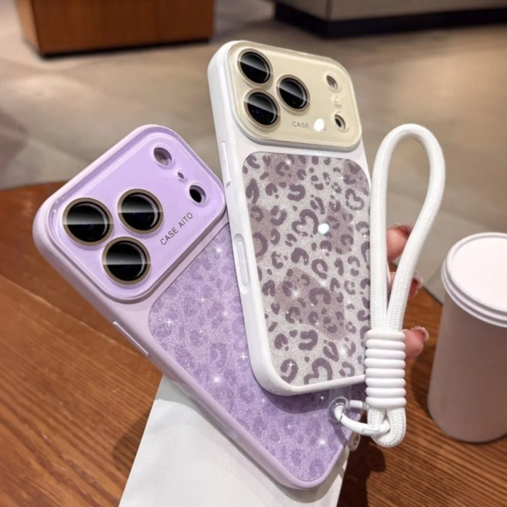 Luxury Bling Glitter Leopard Print Candy Color Case For iPhone