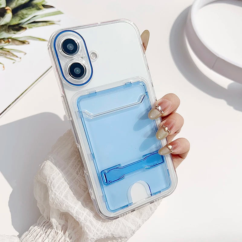 Clear Card Slot Wallet Bag Holder Stand Phone Case