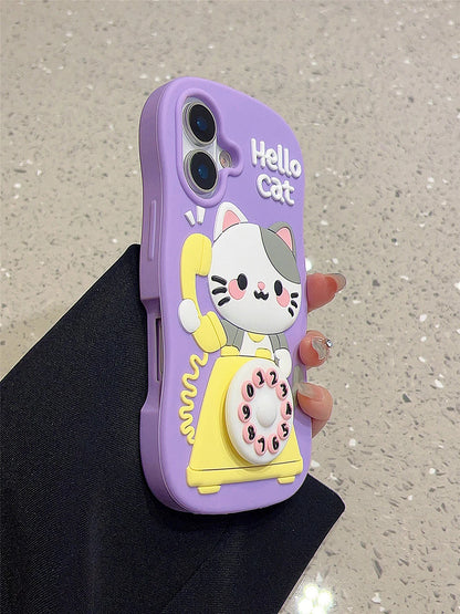 3D Cute Cat Cartoon Silicone Funny Phone Case