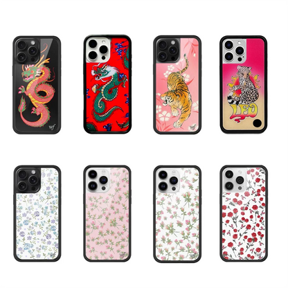 Tiger & Wildflower Cartoon iPhone Case with Rose Flowers