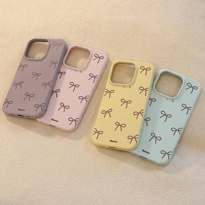 Korean Full Screen Candy Color Cute Bowknot Soft Phone Case For iPhone